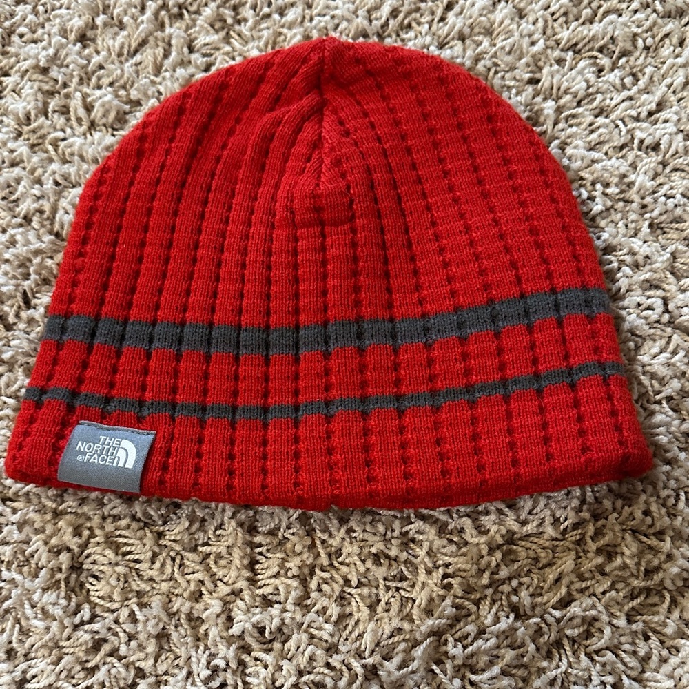 The North Face Vibrant Red Knit Hat- Youth